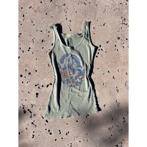 Vintage Y2K Green Ribbed Dragon Graphic Tank Top Fairy Grunge Women’s L